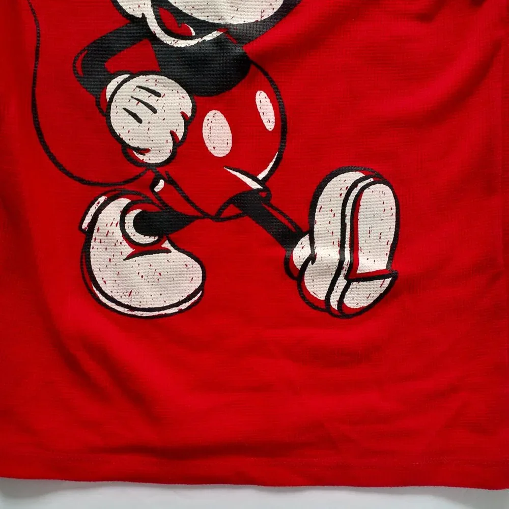 Jumping Beans Boys T-Shirt Mickey Mouse Red Long Sleeve Waffle Thermal Size 8